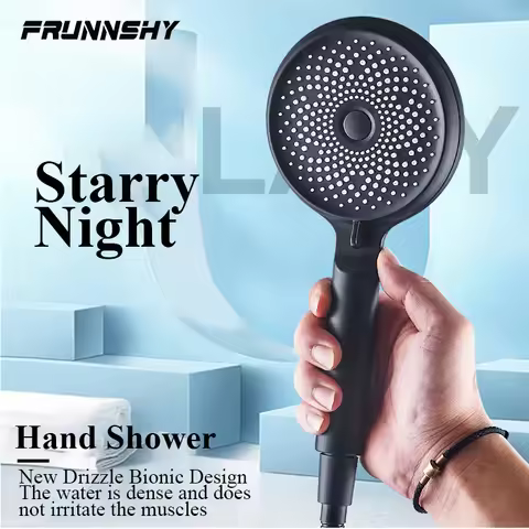 Shower Head 3 Mode Rainfall ABS Round High Pressure Turbo Spray Nozzle Adjustable Black Eco Shower B