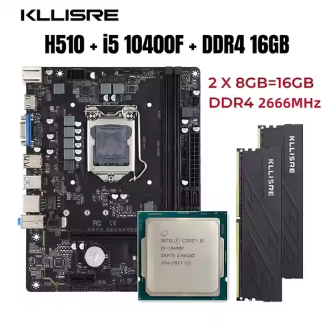Kllisre H510 Kit Core i5 10400F 2*8GB = 16GB Memory DDR4 2666 Desktop RAM LGA 1200 Motherboard Set