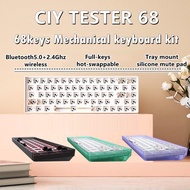 Teamwolf CIY Tester 68 Keyboard Kit GK68 65% Layout 2.4G/Bluetooth Wireless Mechanical keyboard Kit With Silicone Sandwich Pad Keyboard Kit