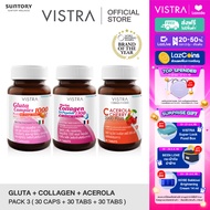 [ Gluta + Collagen + Vit C Set 3 ขวด ] VISTRA Gluta Complex 1000 Plus Red Orange Extract ( 30 เม็ด )