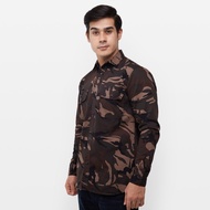 KEMEJA Salt n Pepper MEN'S SHIRT Men's Army Long Sleeve Shirt 404 Brown - Brown, L COOL JUMBO PREMIU