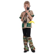 New 7 in 1 set Zoo Keeper Costume with hat Kids Cosplay Children Explorer Suit Halloween Costume for