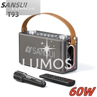 LUMOS SANSUI T93 60W Powerful Stereo Party Speaker Outdoor Portable Karaoke Sound System Wireless Bl