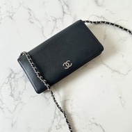 中古包 Chanel黑色WOC 斜背包 側背包 單肩包 長夾 錢包 皮夾