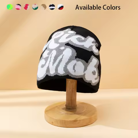 Y2K Knitted Hats Men and Women Jacquard Hats for Outdoor Riding Europe and The United States Fashion