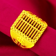 2026 New Style Abacus Ring Men's Domineering Vietnam Sand Gold Hollow Abacus Texture Square Ring