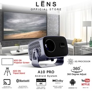 A10 Pro[360°Adjustable] Stand Portable LED Projector, Electric Focus Projector 1080P FHD, Outdoor Pr