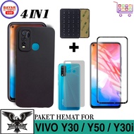 PAKET 4IN1 CASE VIVO Y30 Y50 Y30i SOFT CASE FREE TEMPERED GLASS + GARSKIN DAN GURITA