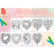[PDF] 20 Pictures CUTE LOVE (Set 1) Printable Colouring Pages