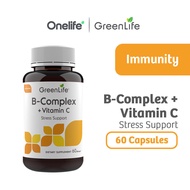 GreenLife B Complex (B2, B6, B12) + Vitamin C 60 Capsules (Suitable for Vegetarians) - For Stress Su