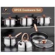 Kaisa Villa 7pcs Cookware Set Casserole Kitchenware Set Stainless Steel Pot