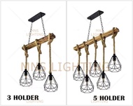 Designer Ceiling Light with Rope Wood Lamp Vintage Loft Light Hanging Light Cafe Restaurant Lamp Pen