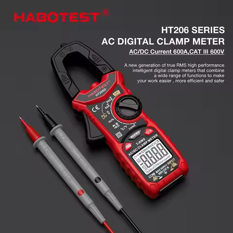 HABOTEST HT206 Digital Clamp Meter DC/AC Current 600A Multimeter Ammeter Voltage Tester Car Amp Hz C