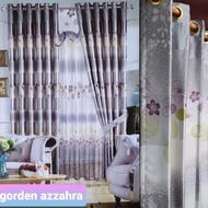 gorden pintu gorden jendela tinggi 240cm gorden blackout motif bunga biru bunga hijau bunga abu