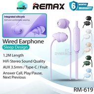 Remax RM-619 Wired Earphone Call Music Wired Headphone Sleep Earphone 1.2M Length Remax RM619 Remax 