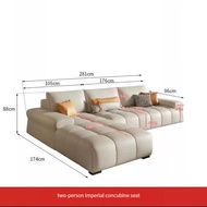 Oylif โซฟา Luxury โซฟาหนังแท้ ทันสมัย sofa L Shape โซฟาสีครีม 4 seats 280 x 174 x 88 ซม OY-1026 1.2m One