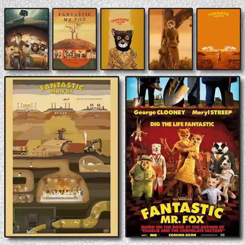 Movie The Fantastic Mr. Fox Poster Self-adhesive Art Waterproof Sticker Coffee House Dorm Room Wall 