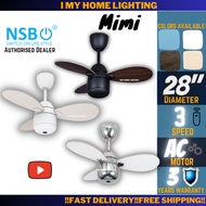 NSB MIMI 28“ Cupid Kelly 22" ceiling fan AC motor 3 blade with remote designer fan kipas angin silin