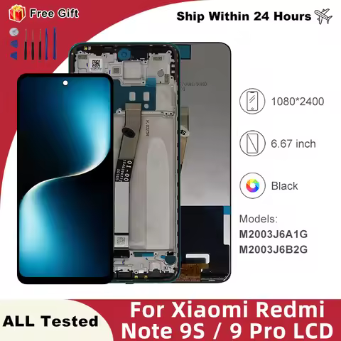 IPS For Redmi Note 9S Screen Touch Digitizer Assembly For Xiaomi Redmi Note 9 Pro M2003J6B2G LCD Rep