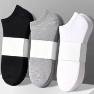 [Hot Sale] Socks Men's Socks Spring Thin Style Black White Gray Solid Color Cotton Socks Breathable 