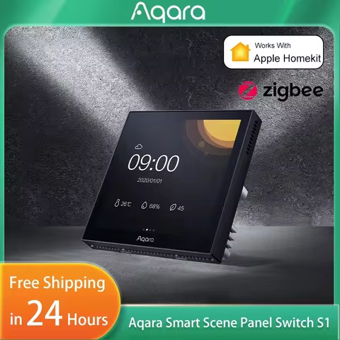Aqara S1 Smart Scene Panel Switch 3.95" IPS Touch Screen Zigbee Hub Siri/HomeKit Voice Control Gestu