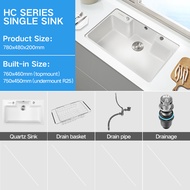 HIGOLD Middle Kitchen Sink Quartz Sink Material Two Faucet Can Be Installed Spacious Kitchen Sink To