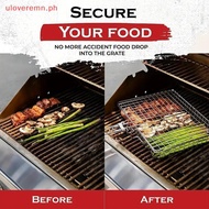 uloveremn Foldable 304 Stainless Steel BBQ Grill Basket Non Stick Mesh Mat for Meat Vegetables PH