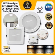 SIRIM HIGH QUALITY Ultra Slim LED Recess Downlight 12W 18W 20W 24W  Lampu LED Downlight 4inch 6inch 