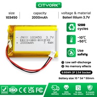 Cityork 103450 3.7V 2000mAh 7.4Wh Lithium Polymer Rechargeable Battery 10*34*50mm Li-ion Cell Game C