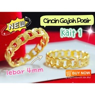 Wing Sing Cincin Gajah Pasir Satu Kait Tulen Bajet Fesyen Belah Rotan Emas 916 / 916 Gold Unisex SS CBR Ring 时尚单扣戒指