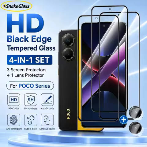 4IN1 For Xiaomi Poco X8Pro X7 X6 X5 Pro Front Tempered Glass For Poco F8Ultra F7 F6 M8 M5S M6 Pro 4G