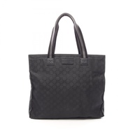 【二手】Gucci GG 尼龍托特包 449178 黑色尼龍皮革托特包 男女通用 二手 B