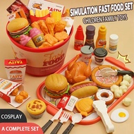 40/60/82pcs Kids Pretend Play Kitchen Toys Simulation Hamburg Pizza Fries Food Cooking Games Interac