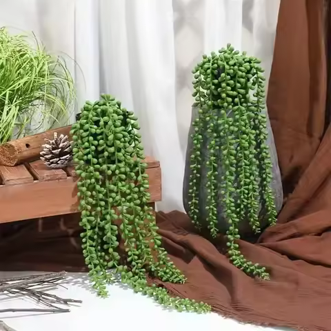 1/2/3/5pcs Artificial Lush Hanging Succulents Home Wedding Green Plant Wall Hanging Vine Decorative
