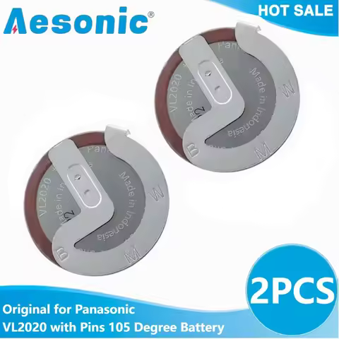 2PCS 3V Original for Panasonic VL2020 with Pins 105 Degree Rechargeable Lithium Battery 2020 VL2020/
