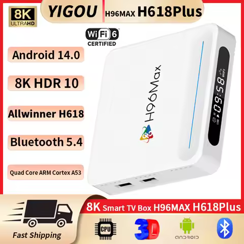 H96MAX H618PLUS TV Box Android 14.0 WiFi6 BT5.4 Smart TV Box Google Play Youtube Smart TV Box LAN 10
