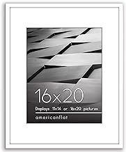 Americanflat 16x20 Poster Frame in White - Use as 11x14 Picture Frame with Mat or 16x20 Frame Without Mat - Thin Border Photo Frame with Plexiglass Cover - Vertical or Horizontal Wall Display