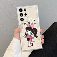 Fashion Chanel Style POP MART Molly Hard Transparent Space Case for Samsung S25 Ultra S24 FE S24 Ult
