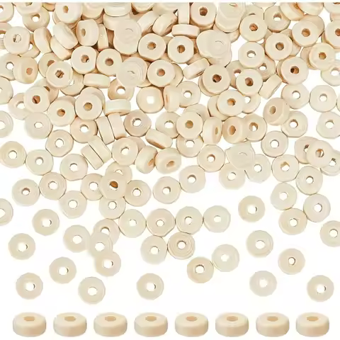1000PCS 8mm Wooden Flat Spacer Beads Unfinished Flat Wood Loose Beads Wooden Coin Spacer Beads for D