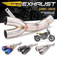 For Ducati Scrambler 800 2015-2021 motorcycle exhaust modified middle section stainless steel double