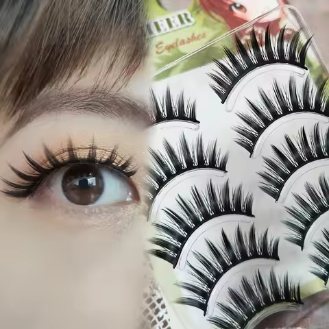 5 Pairs Long Thick False Eyelashes Set Little Devil Smoking Makeup Natural Looking Fake Eye Lashes B
