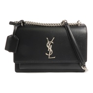 SAINT LAURENT 牛皮皮革Sunset Medium銀扣鏈帶肩背袋