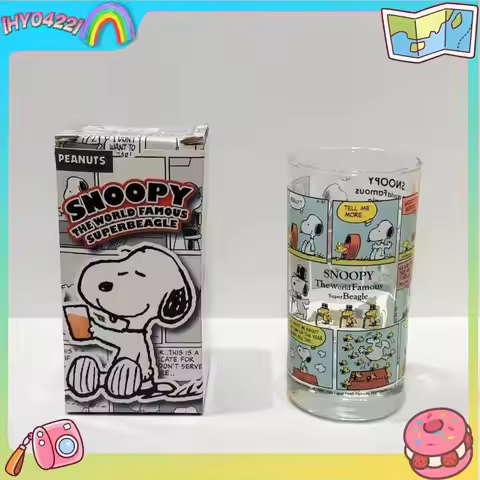 Snoopy Comic Print Vintage Glass Cup Cute Attractive Drinking Glass For Home Office Daily Use Cartoo