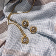 Nina Ricci 方圓 經典logo套組 耳環項鍊－歐美古董首飾 Vintage