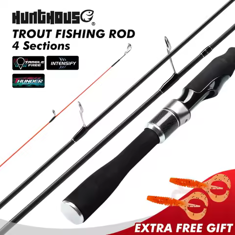 Hunthouse Trave 4Sections Trout Fishing Rod Spinning Ultra Light Lure WT 1-7g 1.68m Carbon Fiber For