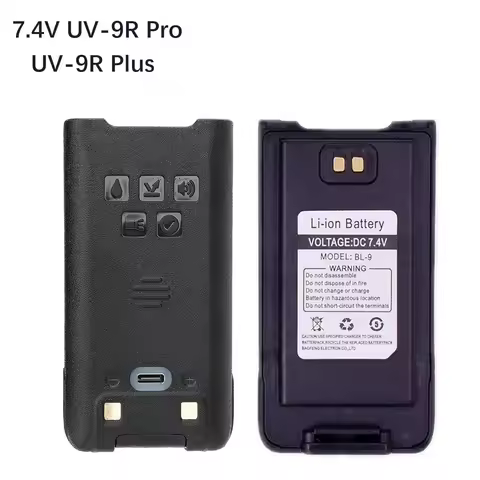 7.4V UV-9R Pro Li-ion Battery Compatible with Baofeng Walkie BL-9 IP68 Waterproof Support Type-C Cha