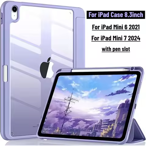 Fashion Case for iPad Mini 7(A17 Pro) 2024 A2995, A2996 Mini 6 8.3 " (A2568) 2021 with Pencil Slot T