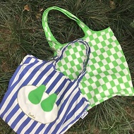 綠白棋盤格 環保購物袋 寶特瓶再生