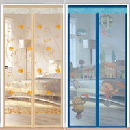 Anti-Mosquito Gauze Door Curtain Self-Priming Magnetic Velcro Summer Encrypted Mesh Gauze Shade Bedroom Window Screen Door Curtain Hanging Curtain Magnetic Suction Shade