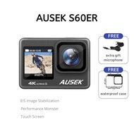 AUSEK Action Camera S60ER 4K 60FPS Touch LCD EIS Dual Screen WiFi Waterproof Remote Control Webcam S